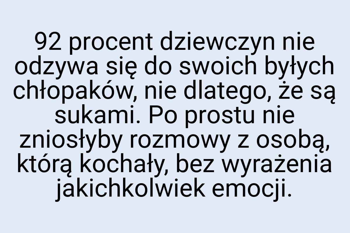 92 procent dziewczyn nie odzywa się do swoich byłych