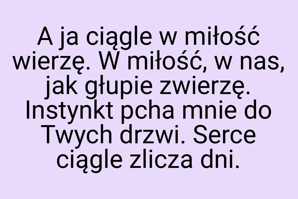 A ja ciągle w miłość wierzę. W miłość, w nas, jak głupie