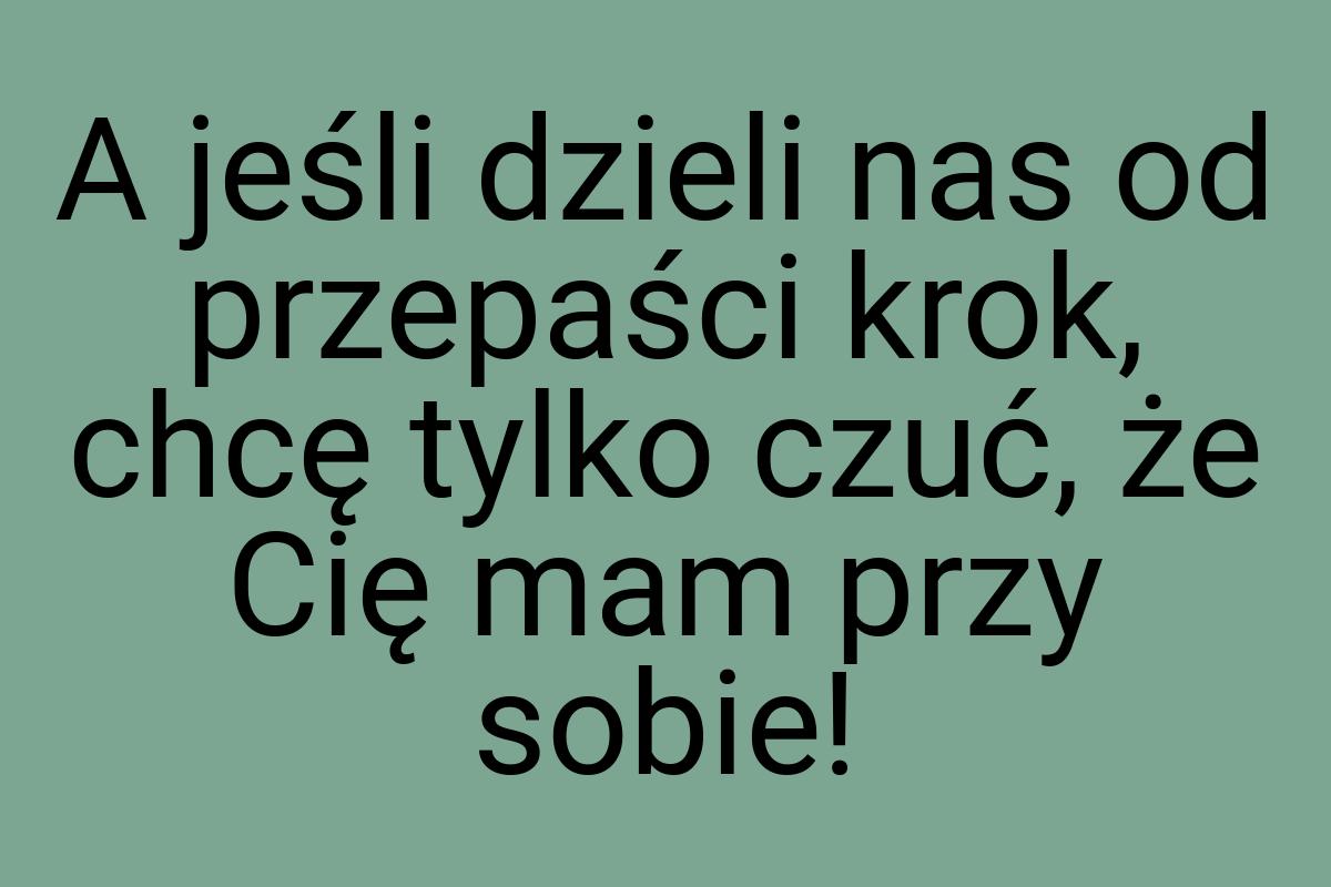 A jeśli dzieli nas od przepaści krok, chcę tylko czuć, że