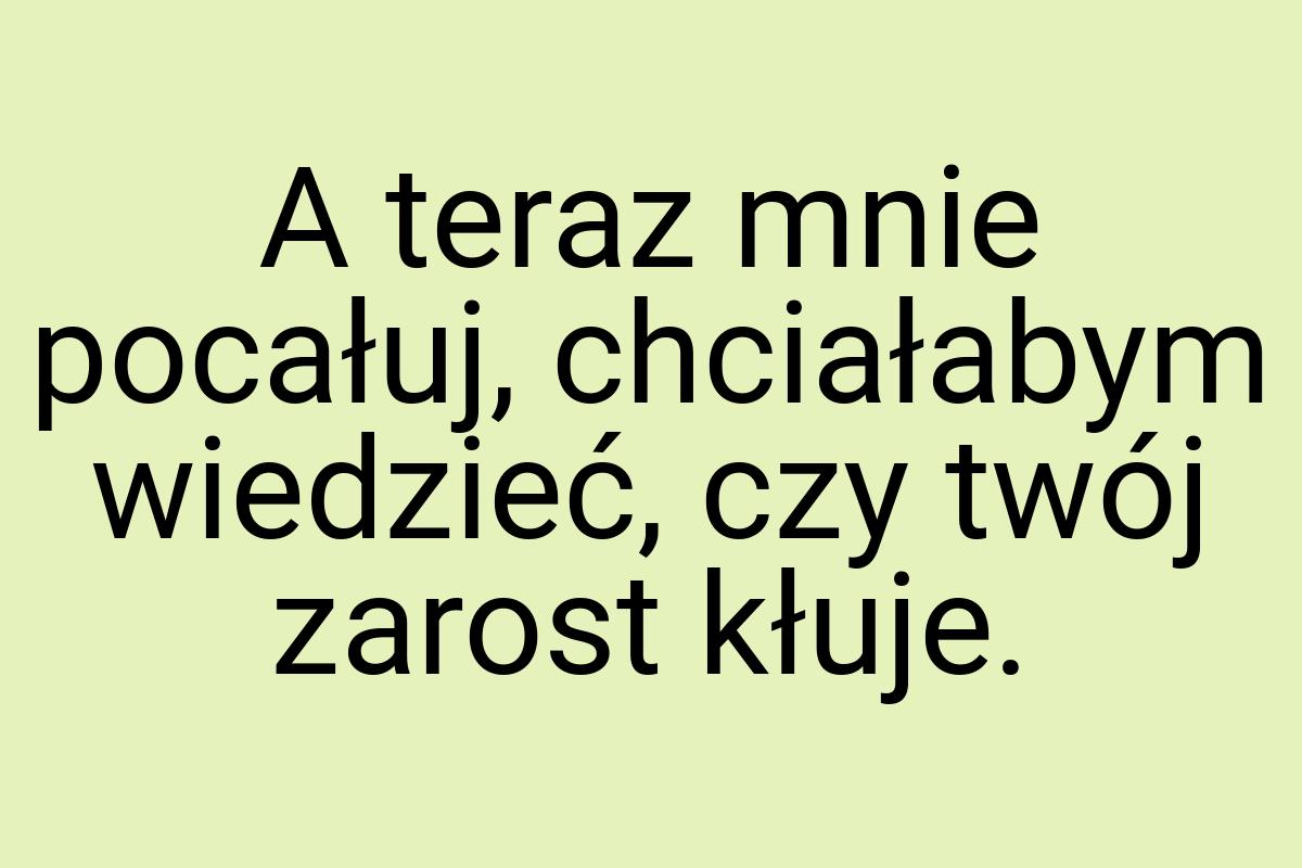 A teraz mnie pocałuj, chciałabym wiedzieć, czy twój zarost