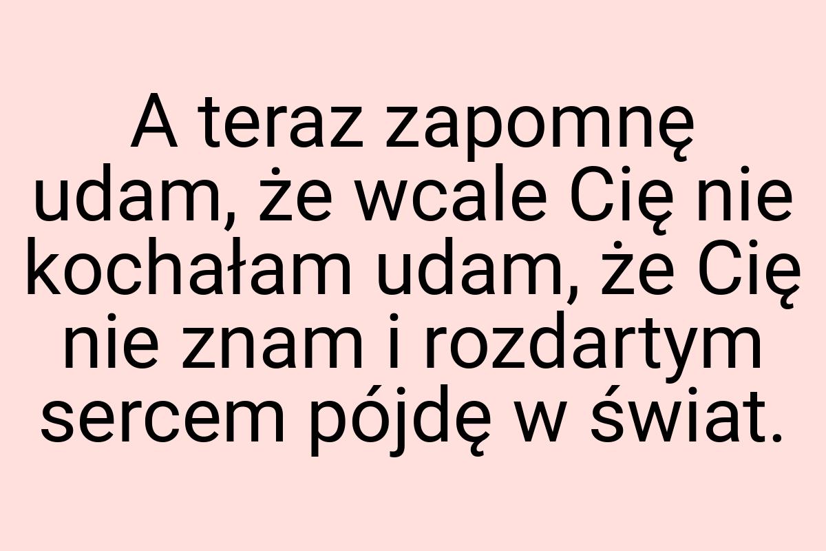 A teraz zapomnę udam, że wcale Cię nie kochałam udam, że