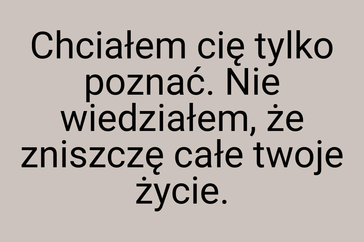 Chciałem cię tylko poznać. Nie wiedziałem, że zniszczę całe