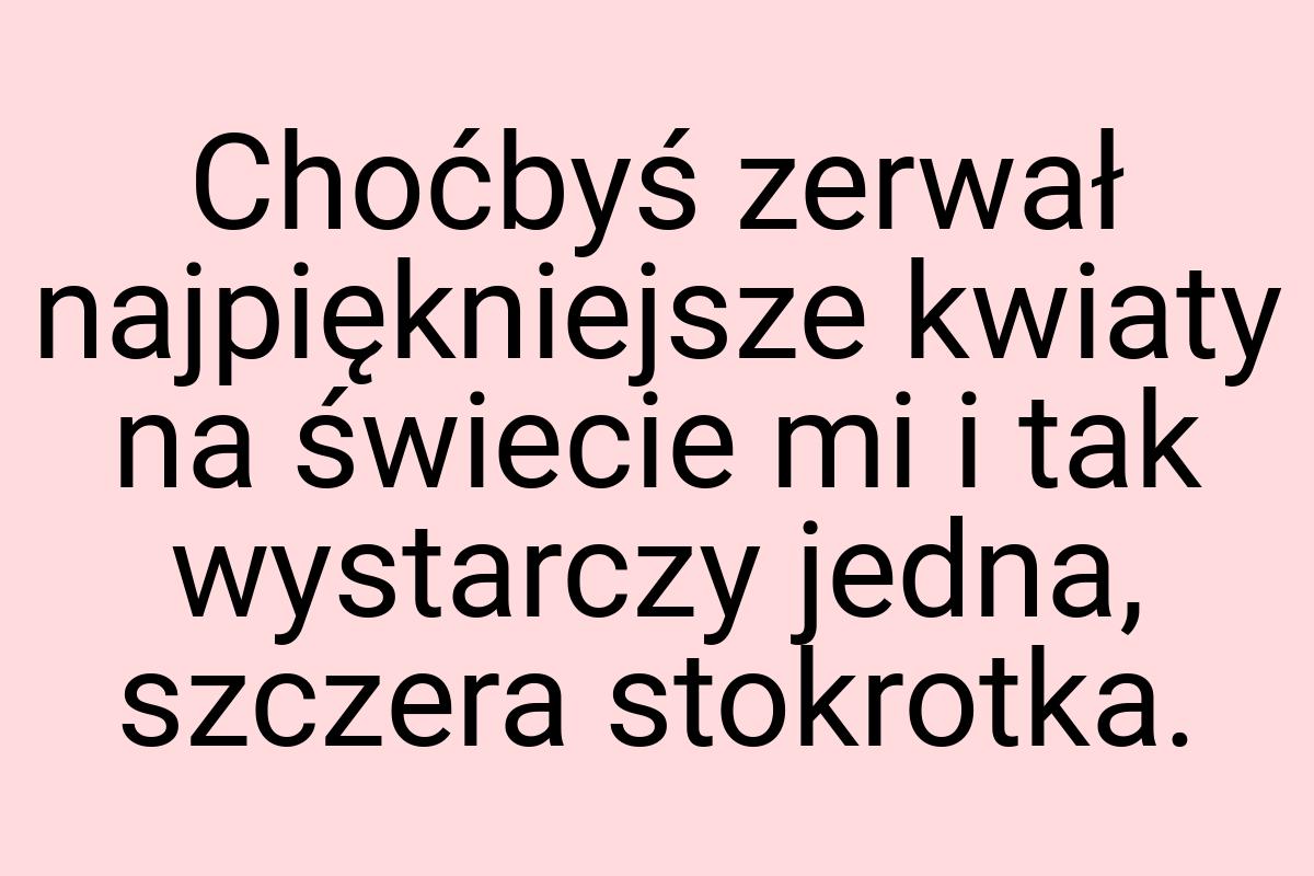 Choćbyś zerwał najpiękniejsze kwiaty na świecie mi i tak