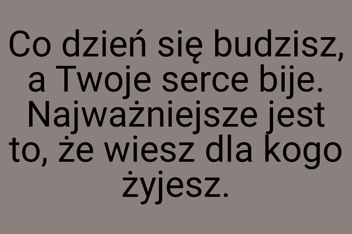 Co dzień się budzisz, a Twoje serce bije. Najważniejsze