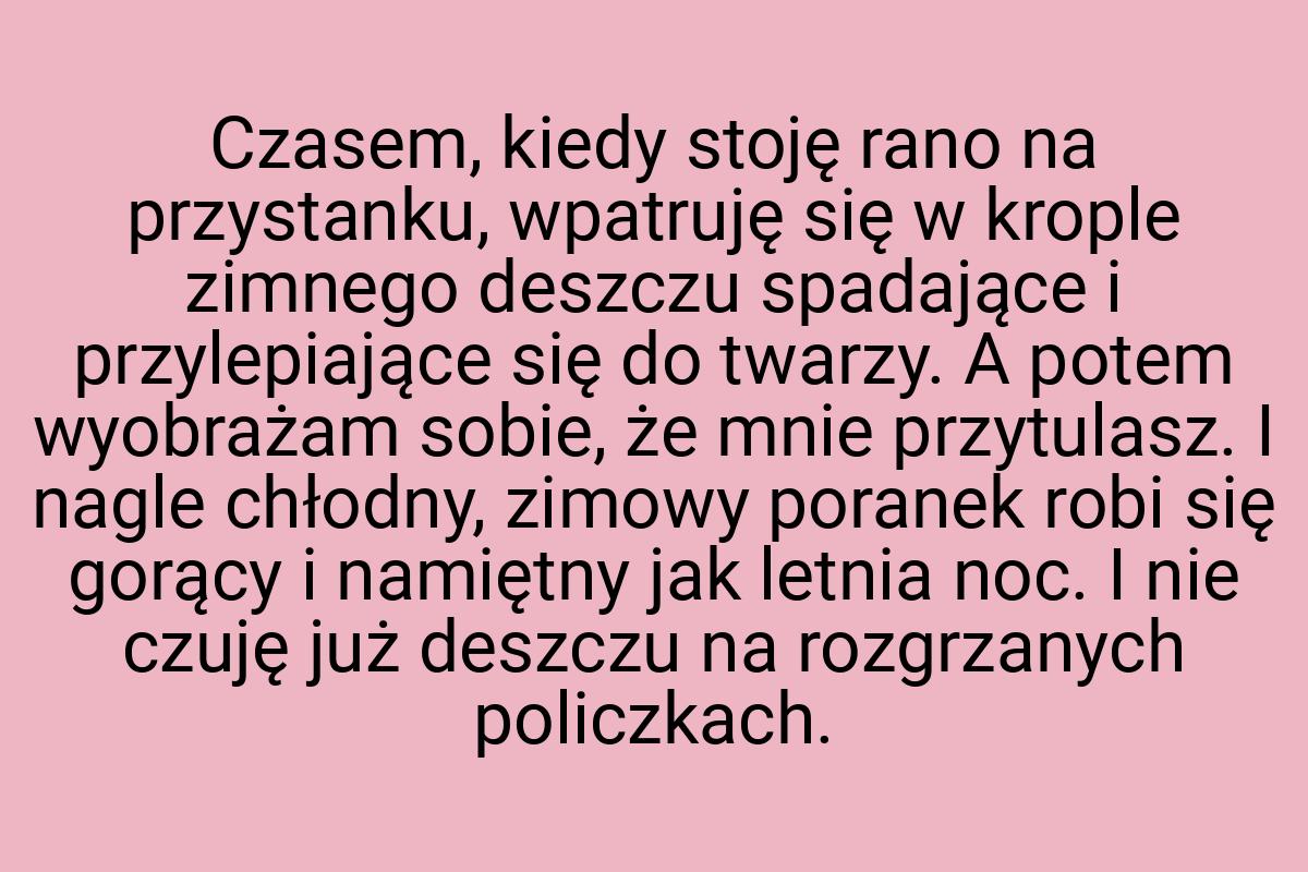 Czasem, kiedy stoję rano na przystanku, wpatruję się w