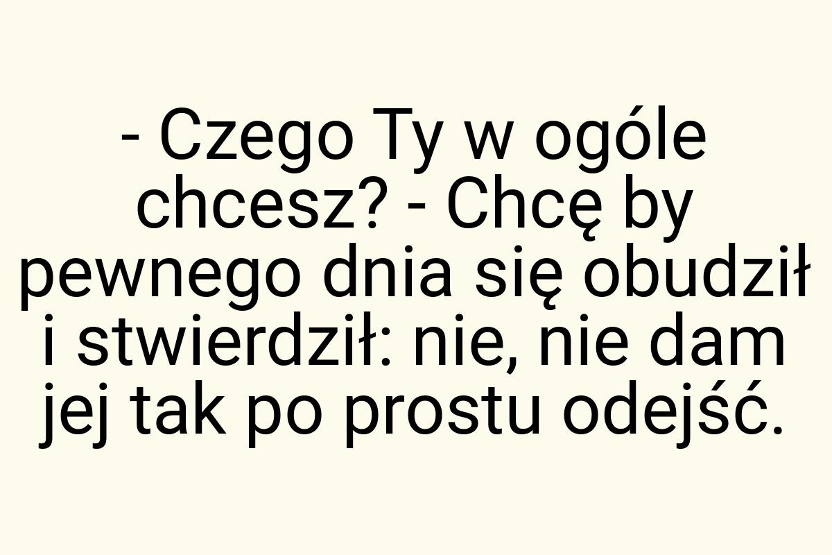 - Czego Ty w ogóle chcesz? - Chcę by pewnego dnia się