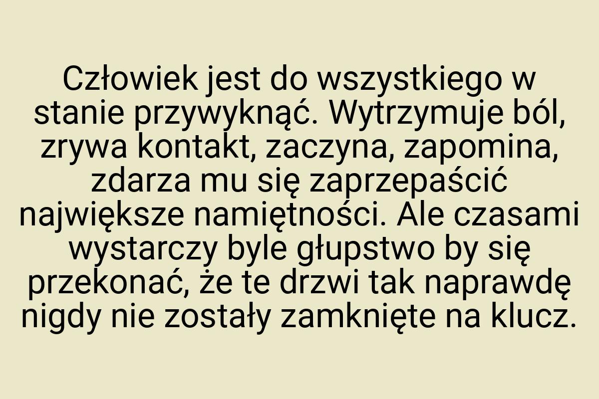 Człowiek jest do wszystkiego w stanie przywyknąć