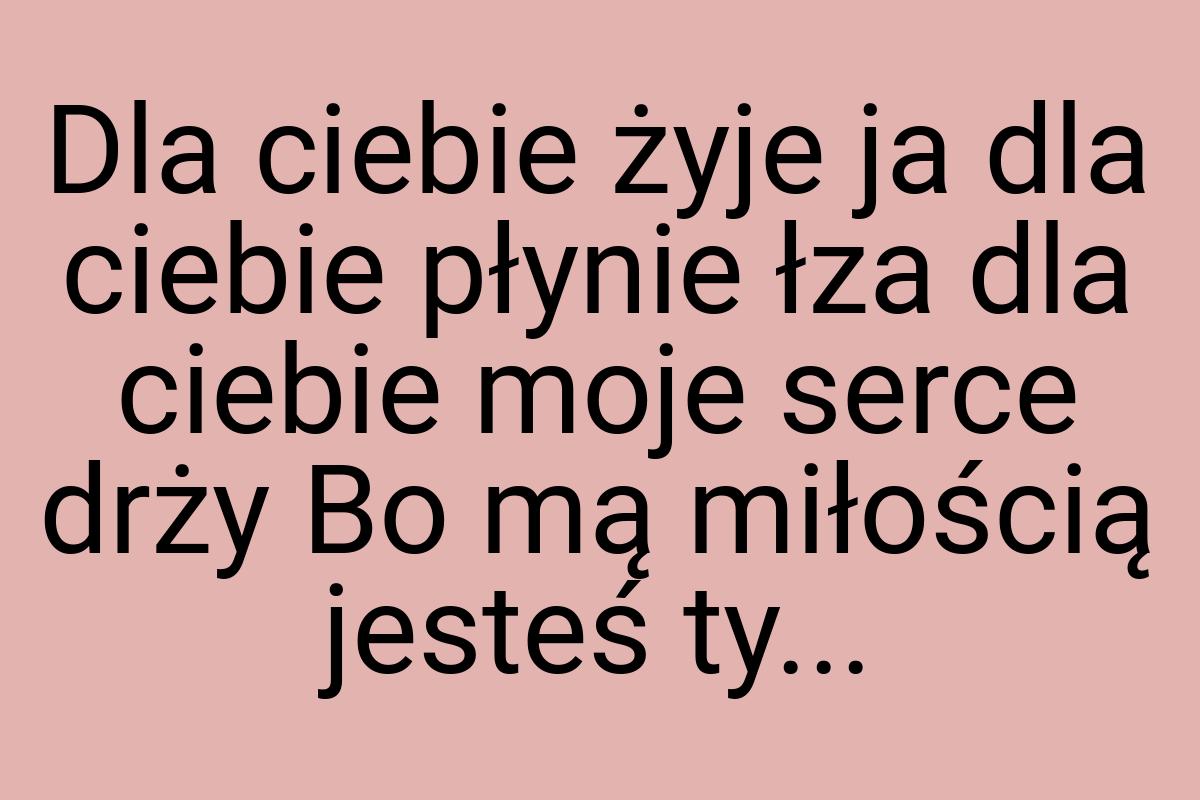 Dla ciebie żyje ja dla ciebie płynie łza dla ciebie moje