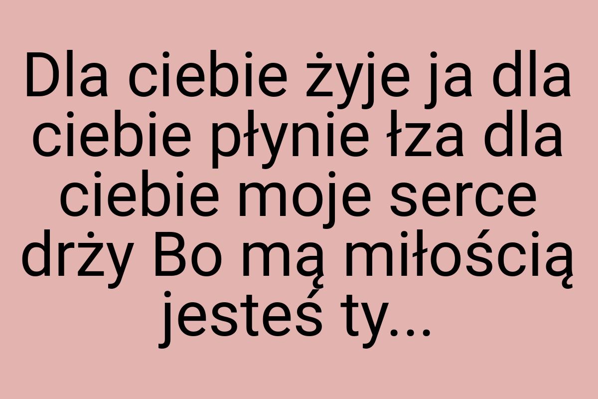 Dla ciebie żyje ja dla ciebie płynie łza dla ciebie moje