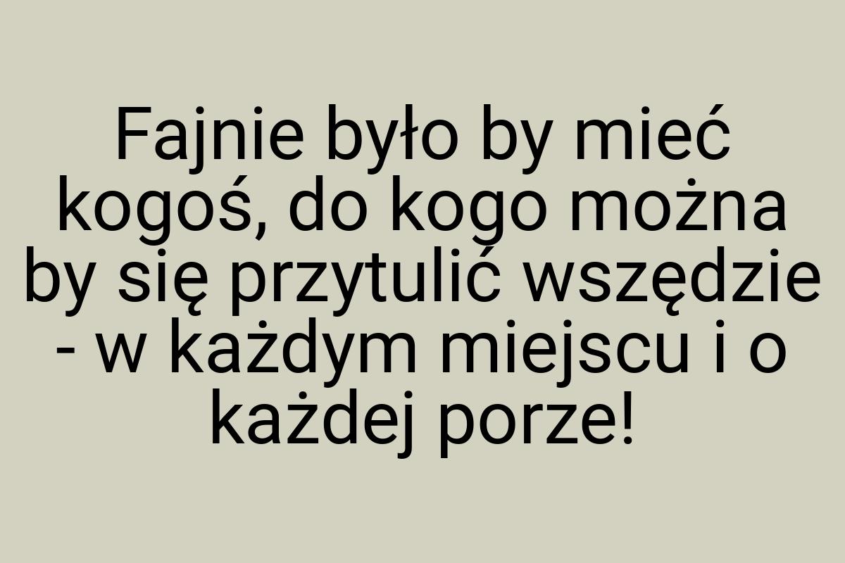 Fajnie było by mieć kogoś, do kogo można by się przytulić