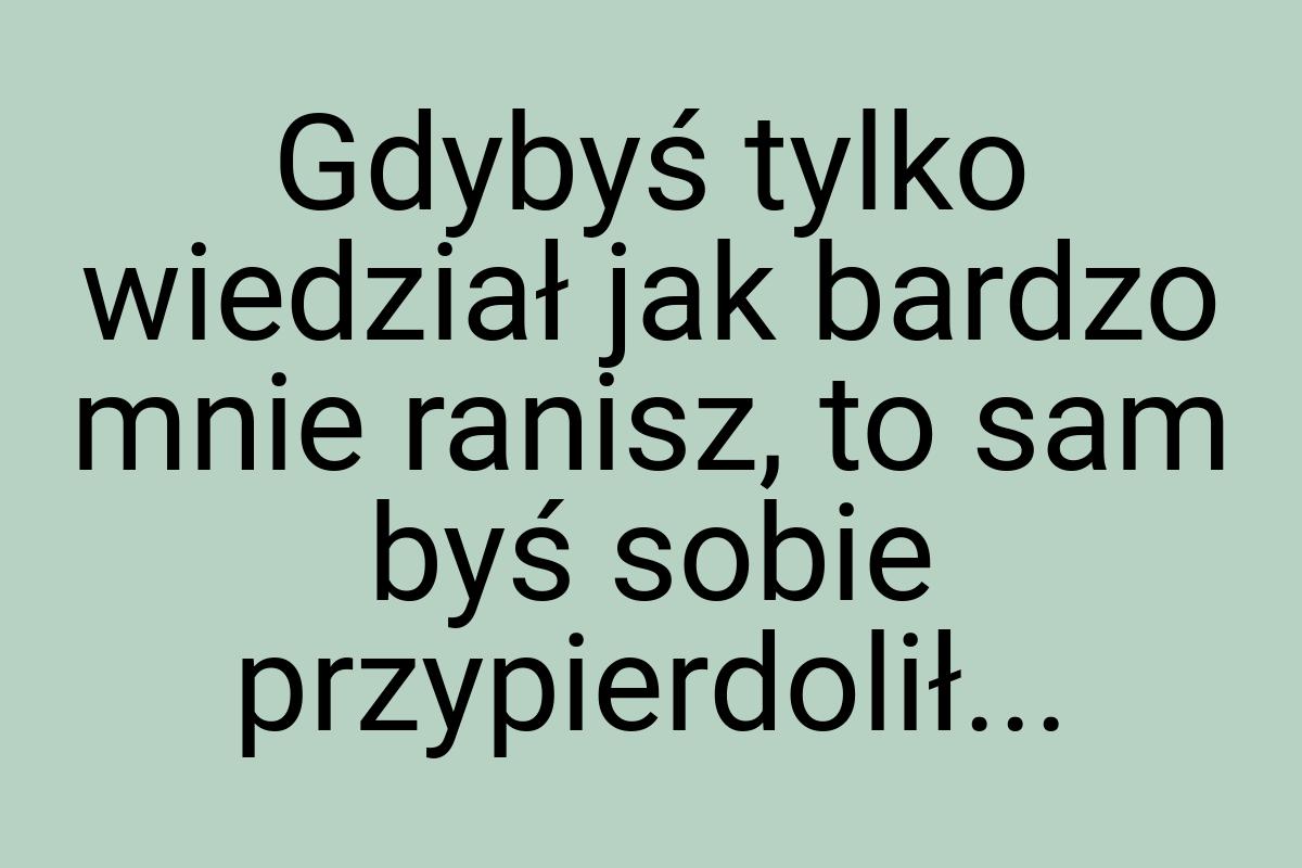 Gdybyś tylko wiedział jak bardzo mnie ranisz, to sam byś