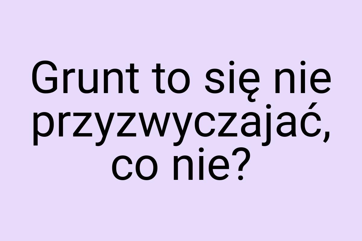 Grunt to się nie przyzwyczajać, co nie