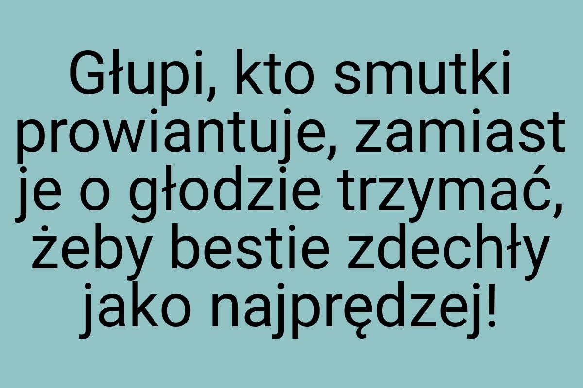 Głupi, kto smutki prowiantuje, zamiast je o głodzie