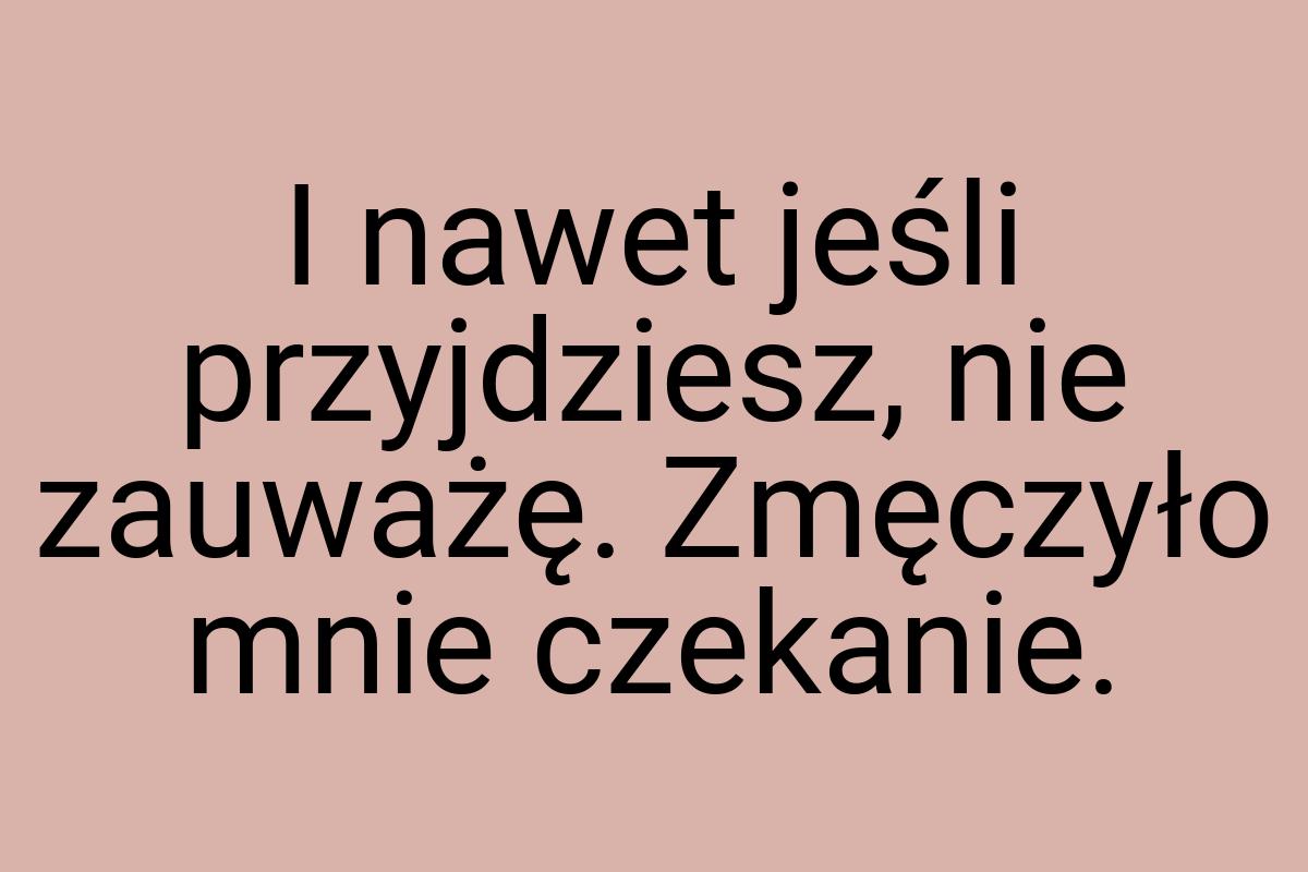 I nawet jeśli przyjdziesz, nie zauważę. Zmęczyło mnie