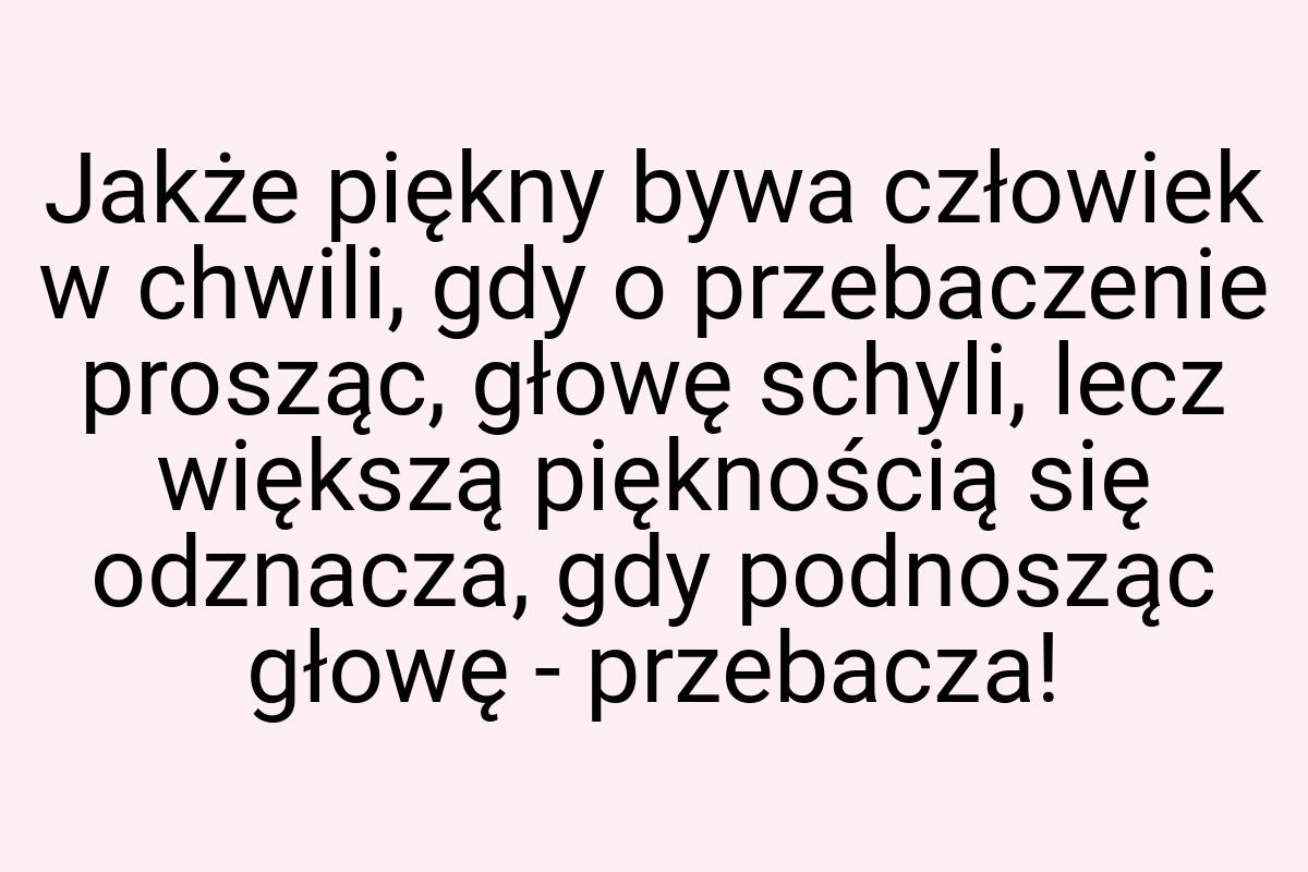 Jakże piękny bywa człowiek w chwili, gdy o przebaczenie