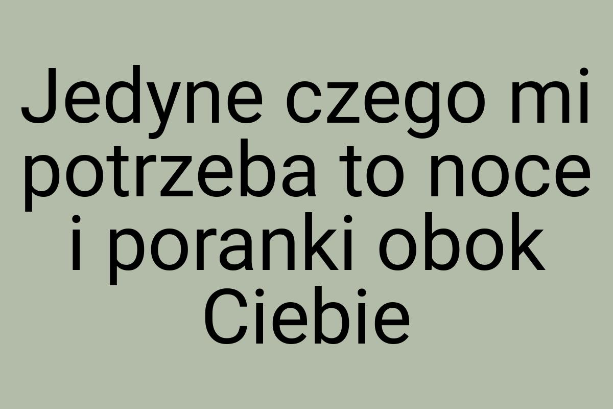 Jedyne czego mi potrzeba to noce i poranki obok Ciebie