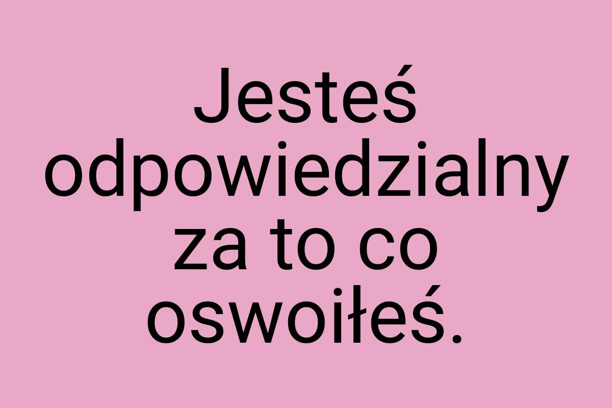 Jesteś odpowiedzialny za to co oswoiłeś