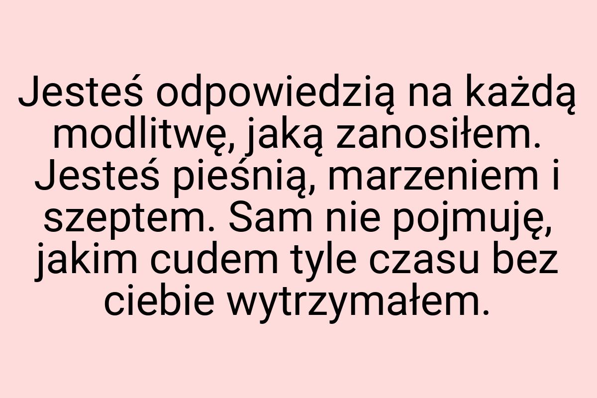 Jesteś odpowiedzią na każdą modlitwę, jaką zanosiłem