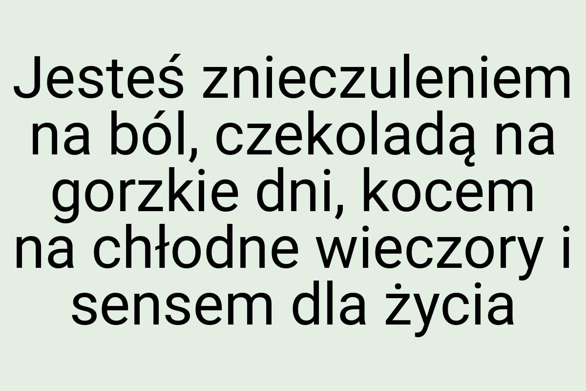 Jesteś znieczuleniem na ból, czekoladą na gorzkie dni