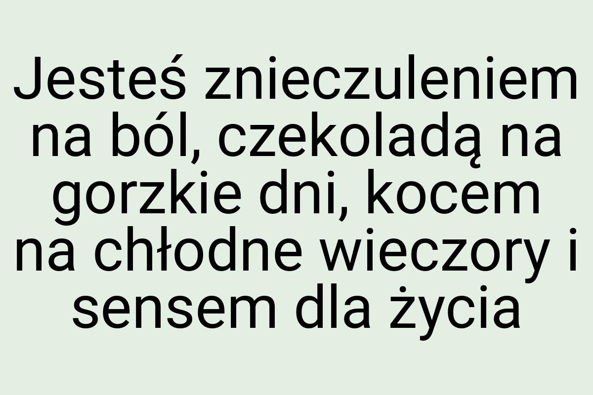Jesteś znieczuleniem na ból, czekoladą na gorzkie dni