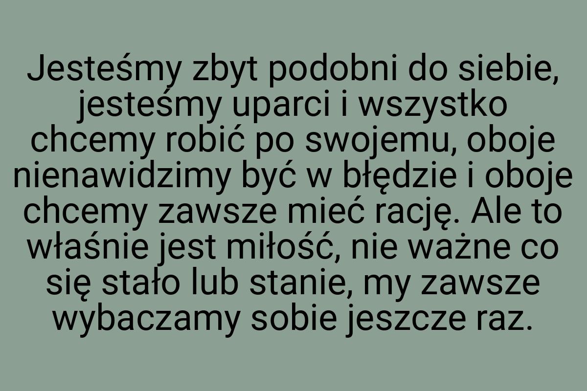 Jesteśmy zbyt podobni do siebie, jesteśmy uparci i wszystko