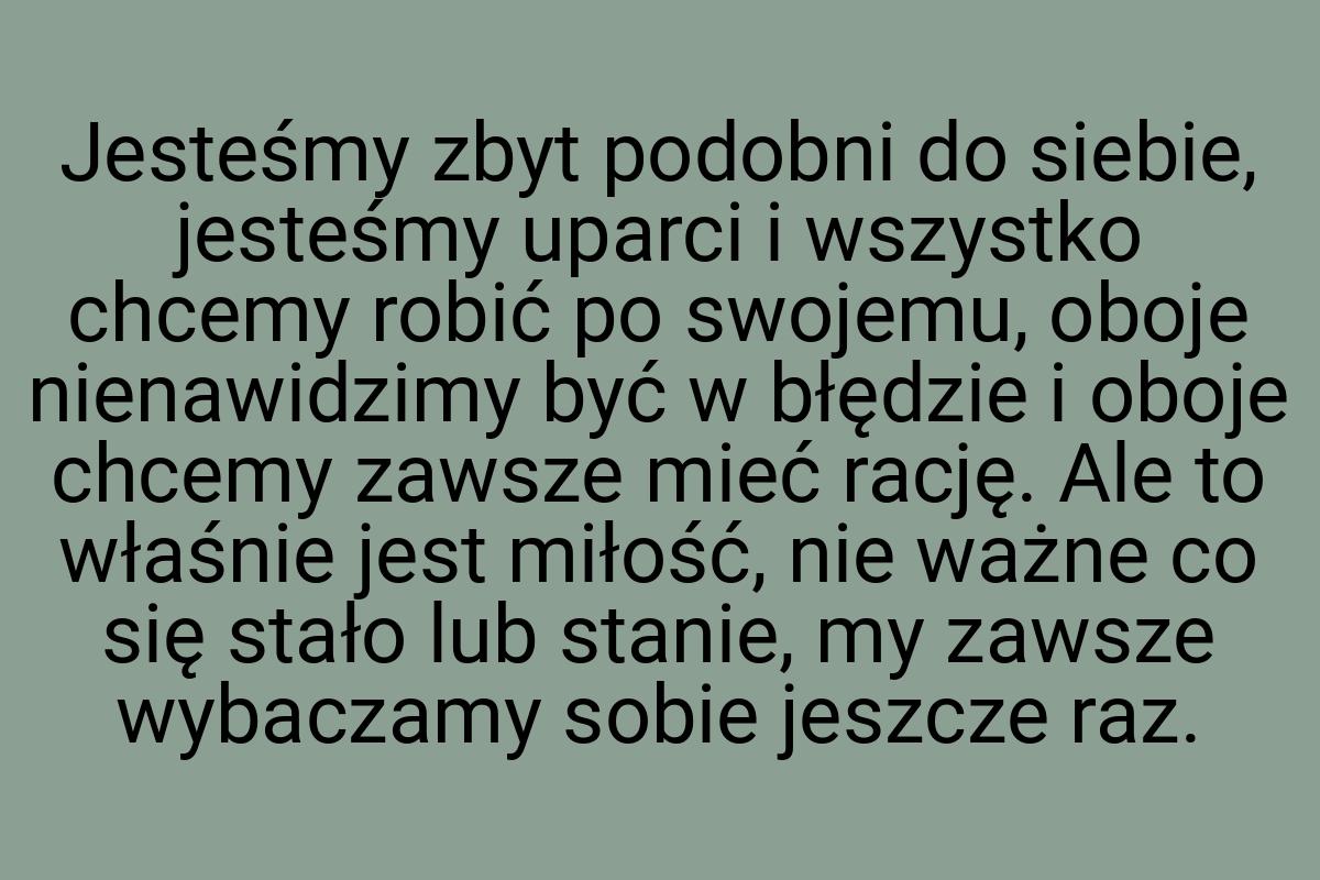 Jesteśmy zbyt podobni do siebie, jesteśmy uparci i wszystko