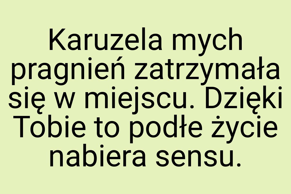 Karuzela mych pragnień zatrzymała się w miejscu. Dzięki