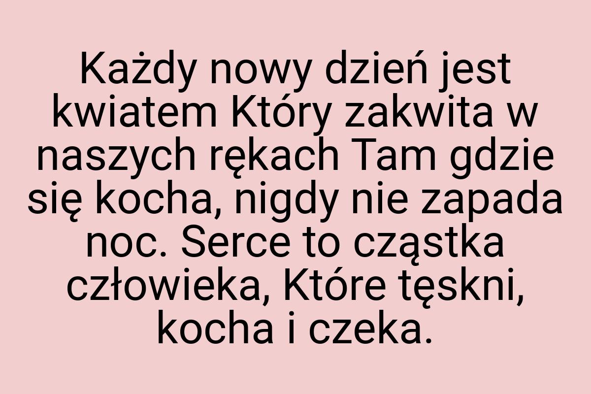 Każdy nowy dzień jest kwiatem Który zakwita w naszych