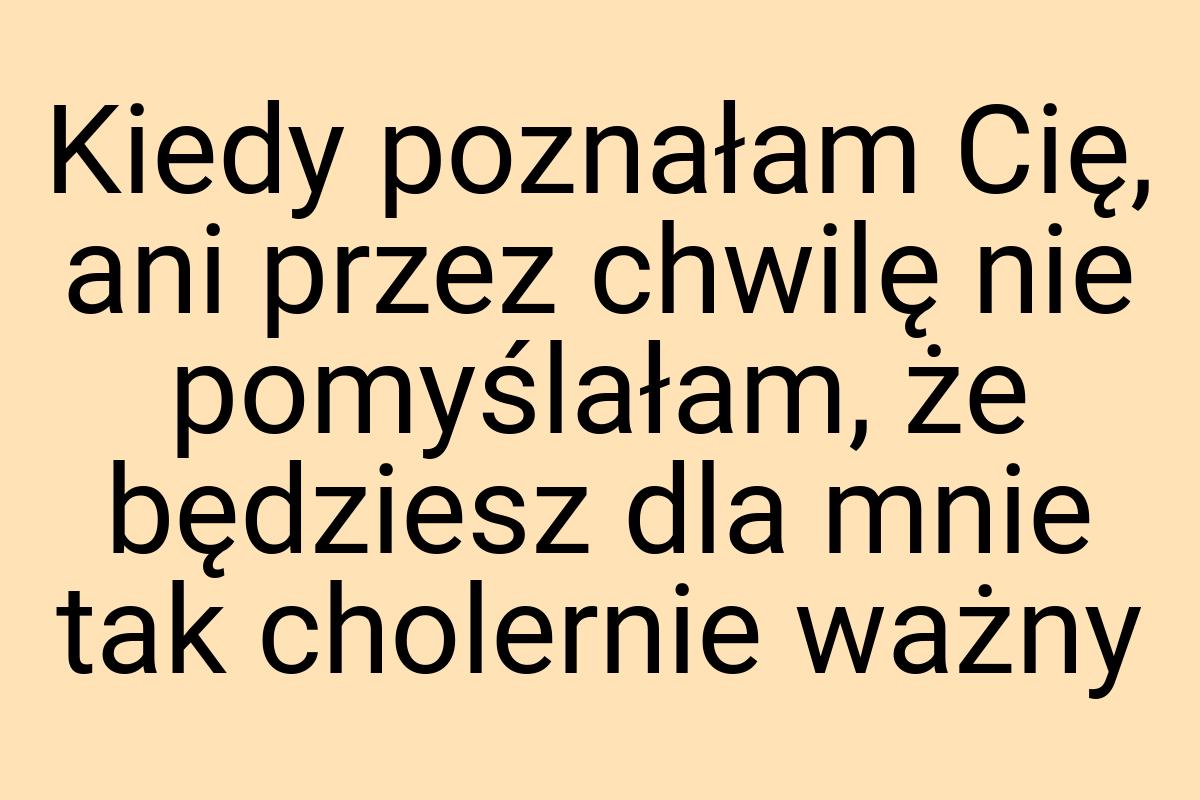 Kiedy poznałam Cię, ani przez chwilę nie pomyślałam, że