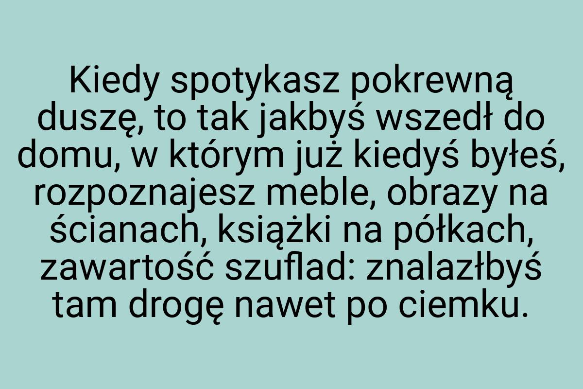 Kiedy spotykasz pokrewną duszę, to tak jakbyś wszedł do