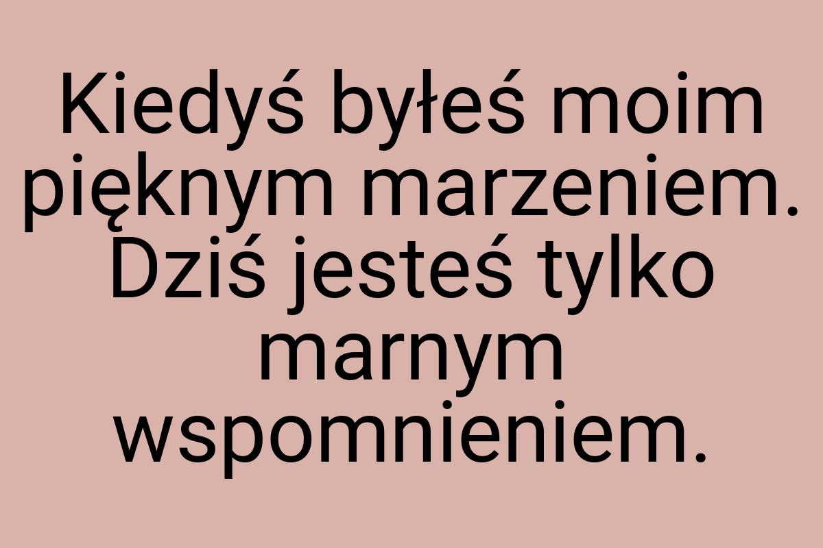 Kiedyś byłeś moim pięknym marzeniem. Dziś jesteś tylko