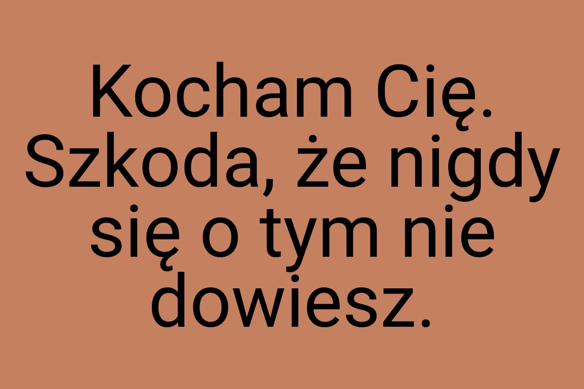 Kocham Cię. Szkoda, że nigdy się o tym nie dowiesz