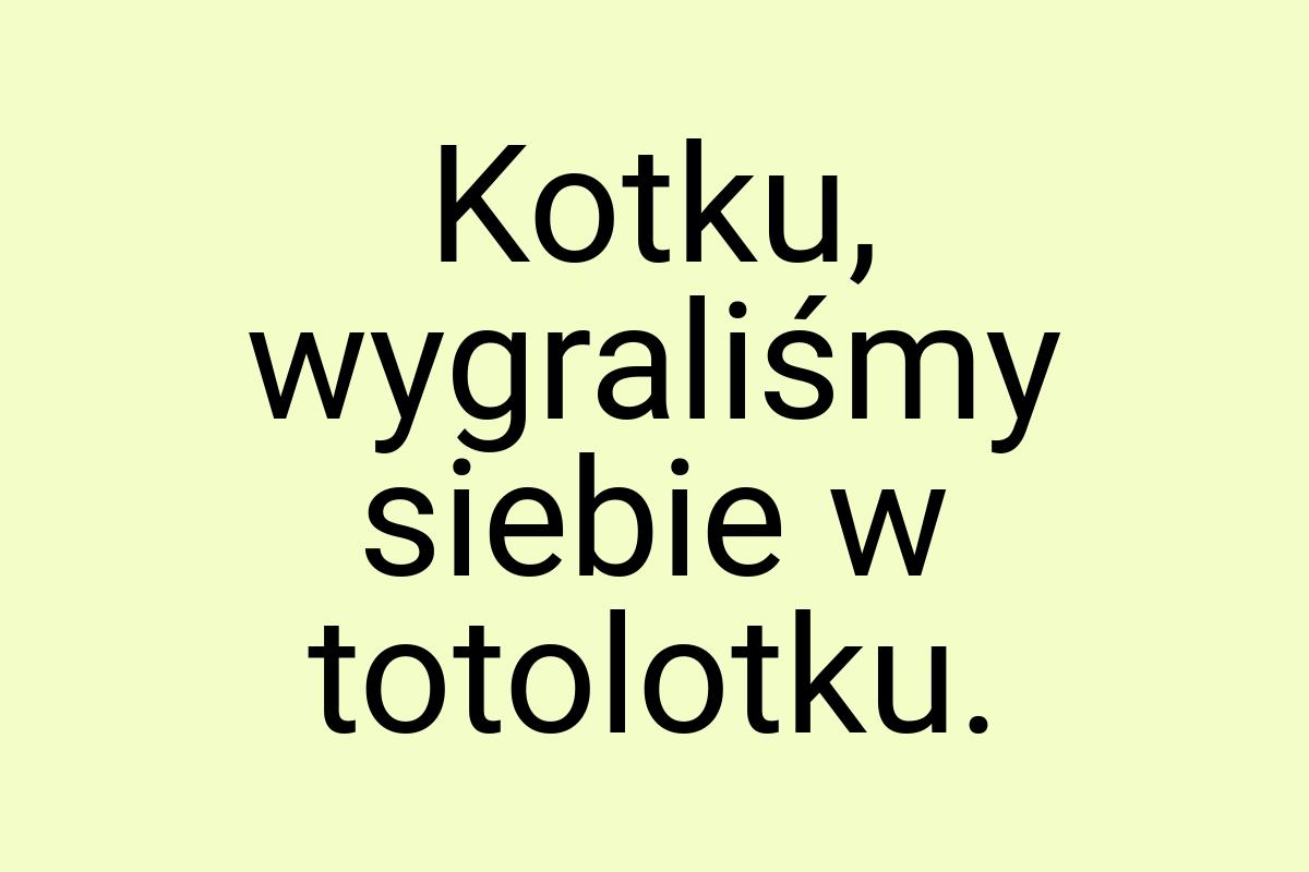 Kotku, wygraliśmy siebie w totolotku