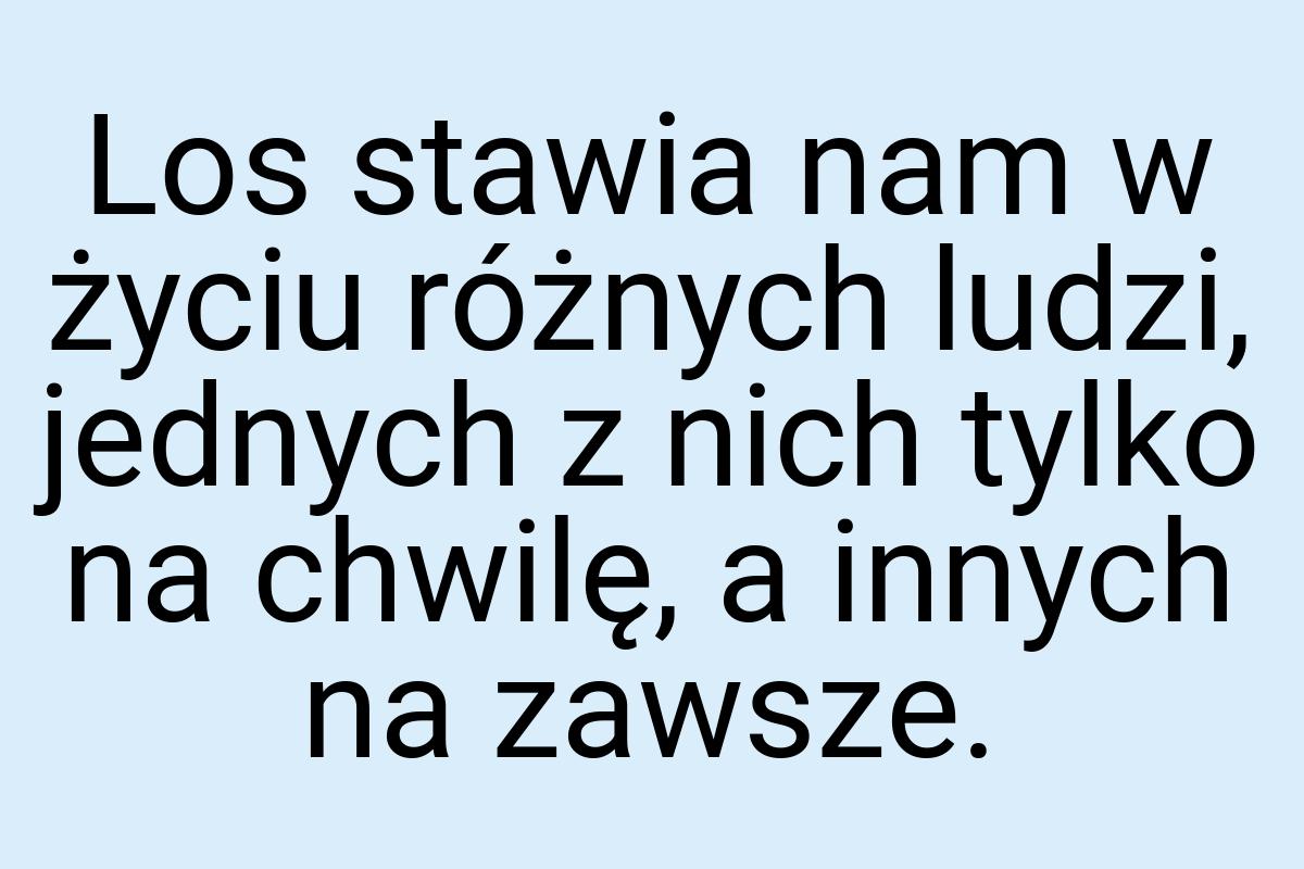 Los stawia nam w życiu różnych ludzi, jednych z nich tylko