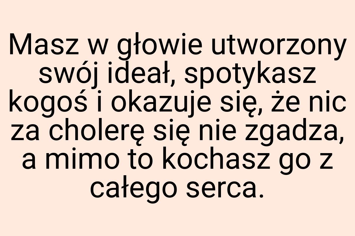 Masz w głowie utworzony swój ideał, spotykasz kogoś i