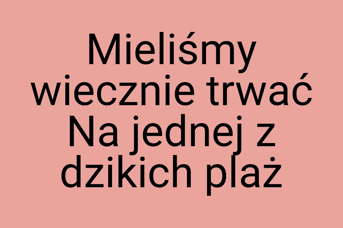 Mieliśmy wiecznie trwać Na jednej z dzikich plaż