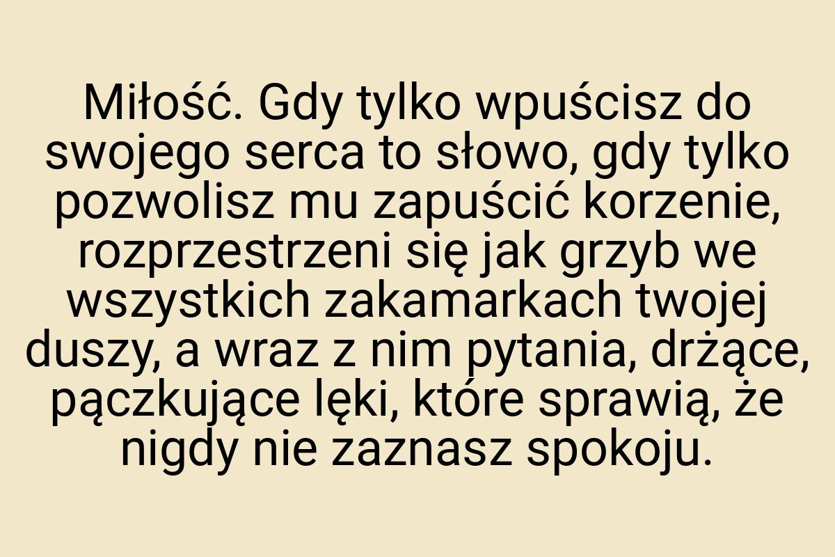 Miłość. Gdy tylko wpuścisz do swojego serca to słowo, gdy