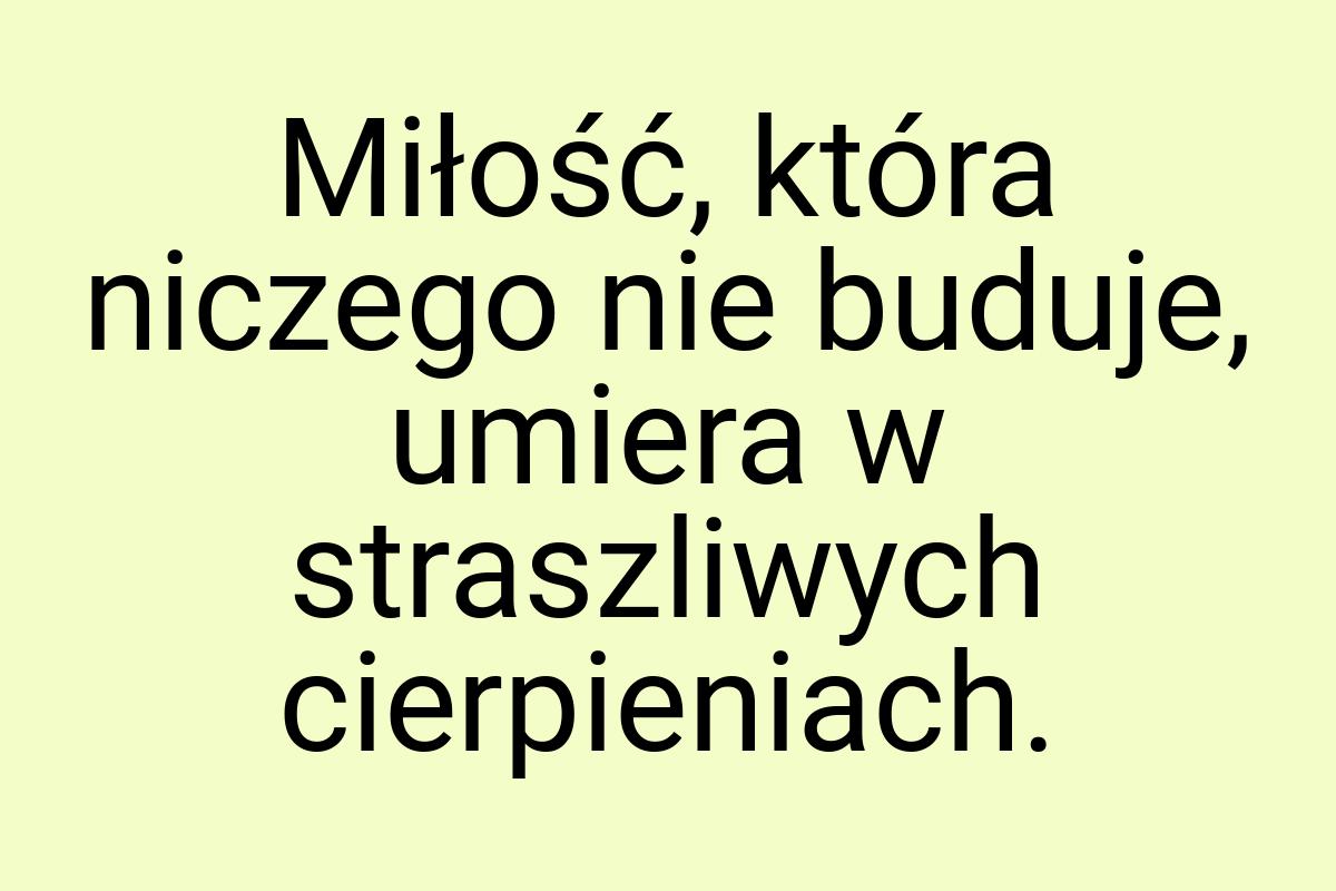 Miłość, która niczego nie buduje, umiera w straszliwych