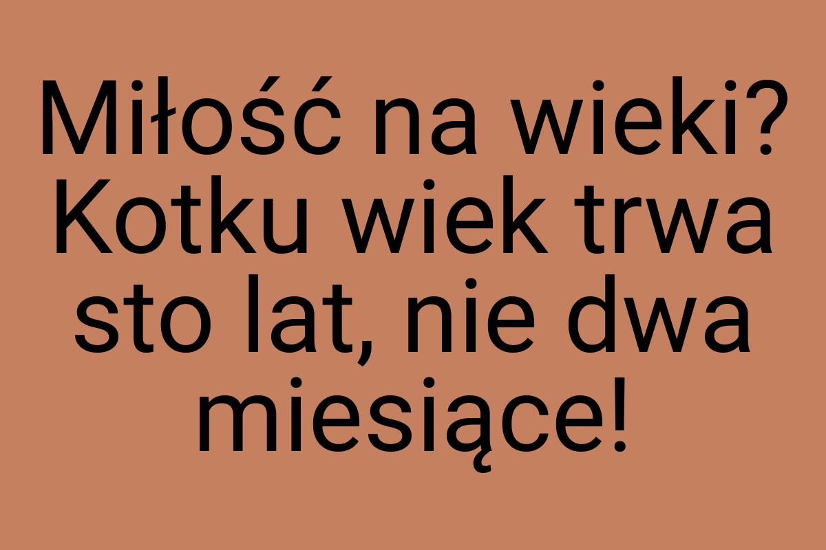 Miłość na wieki? Kotku wiek trwa sto lat, nie dwa miesiące