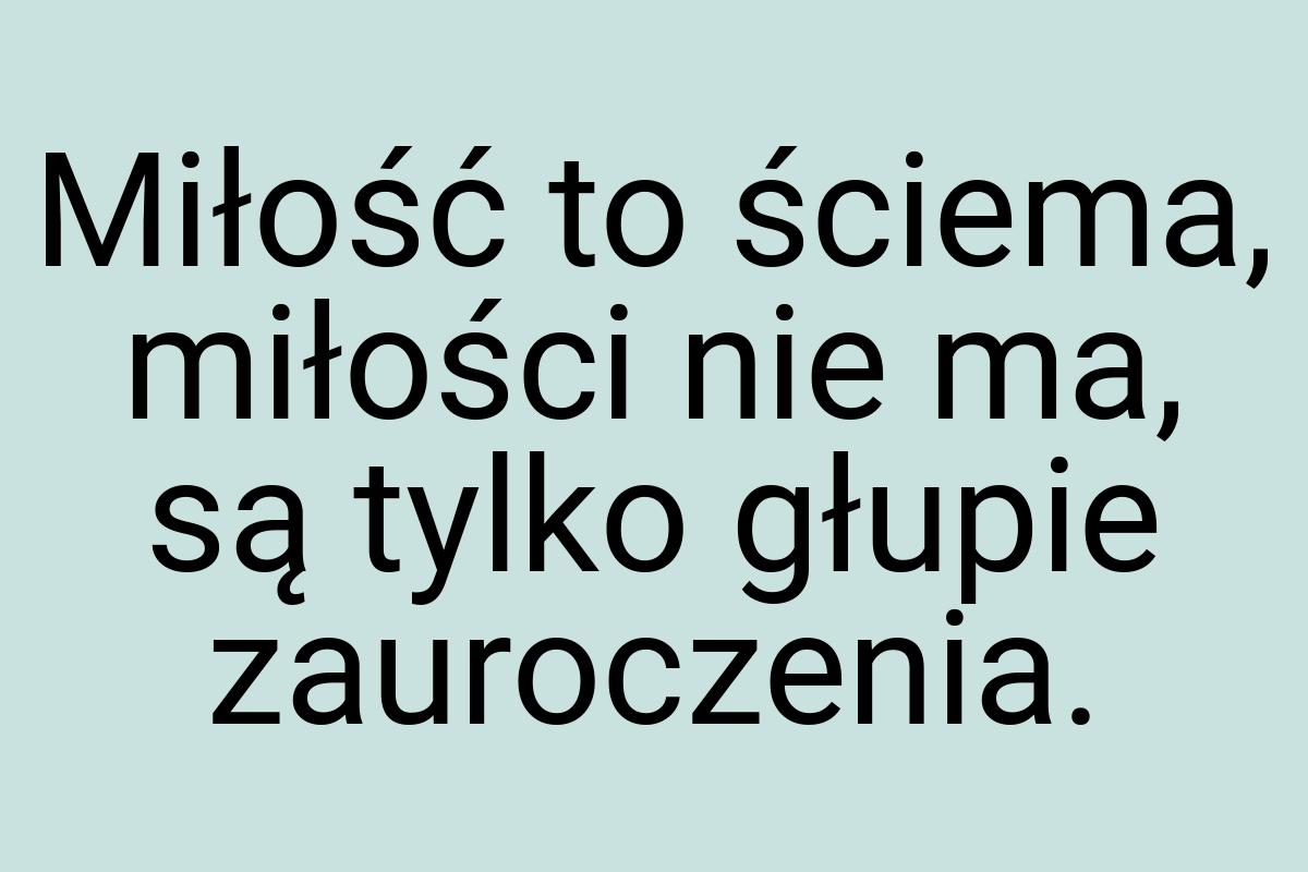 Miłość to ściema, miłości nie ma, są tylko głupie