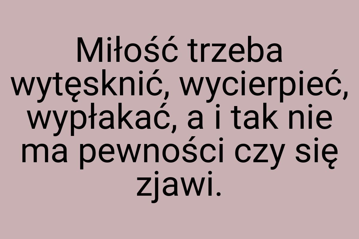 Miłość trzeba wytęsknić, wycierpieć, wypłakać, a i tak nie