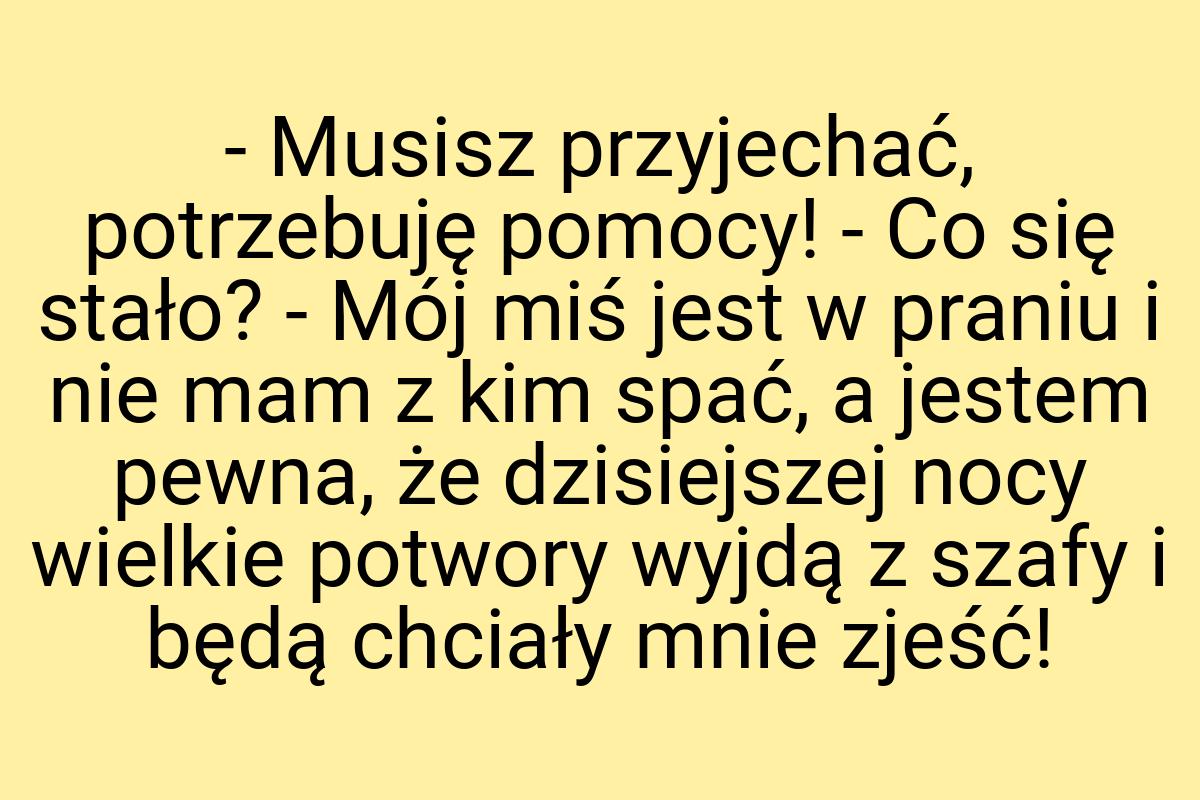 - Musisz przyjechać, potrzebuję pomocy! - Co się stało