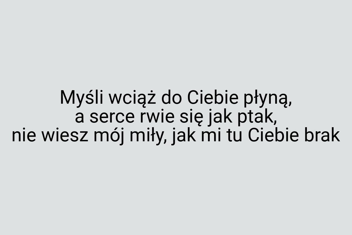 Myśli wciąż do Ciebie płyną, a serce rwie się jak ptak, nie