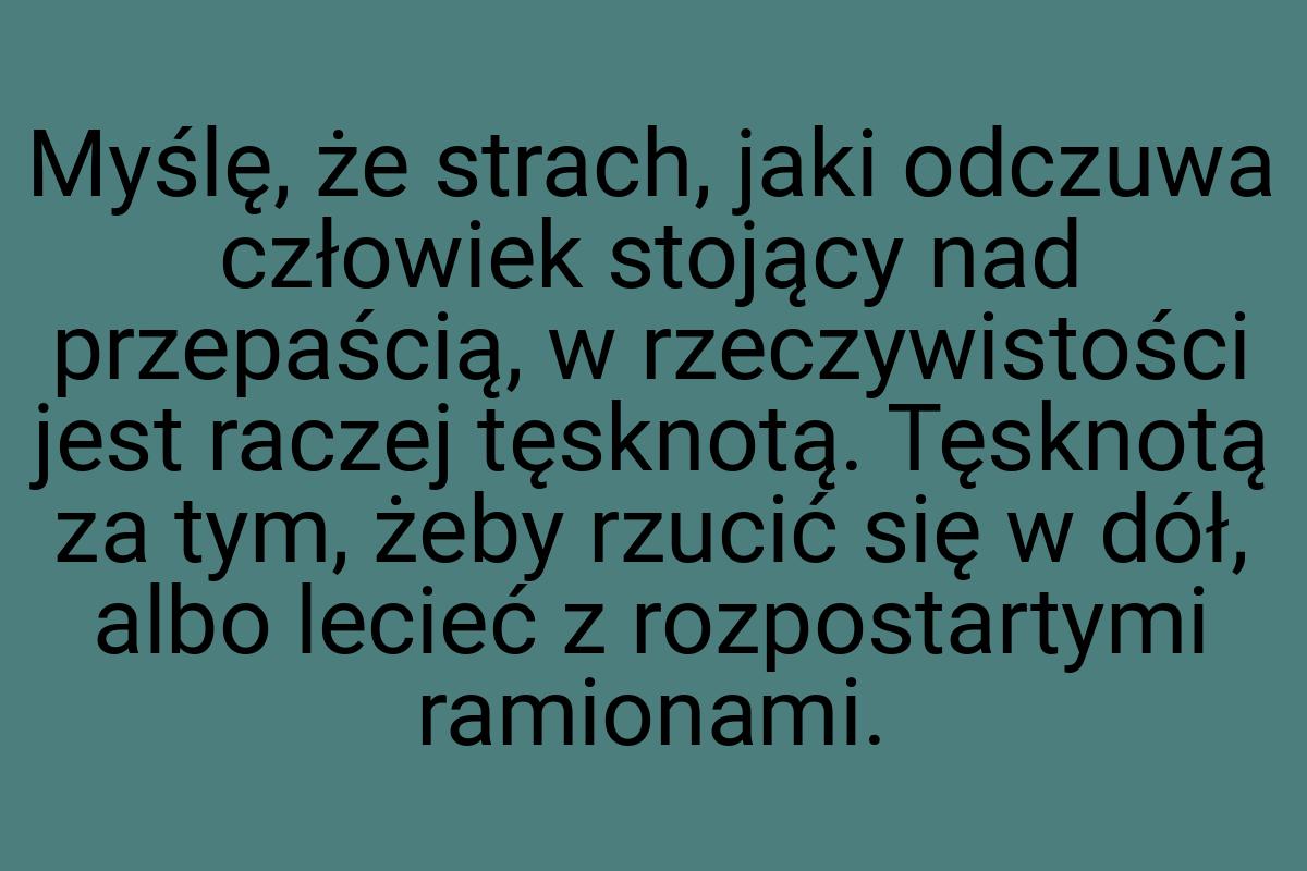 Myślę, że strach, jaki odczuwa człowiek stojący nad