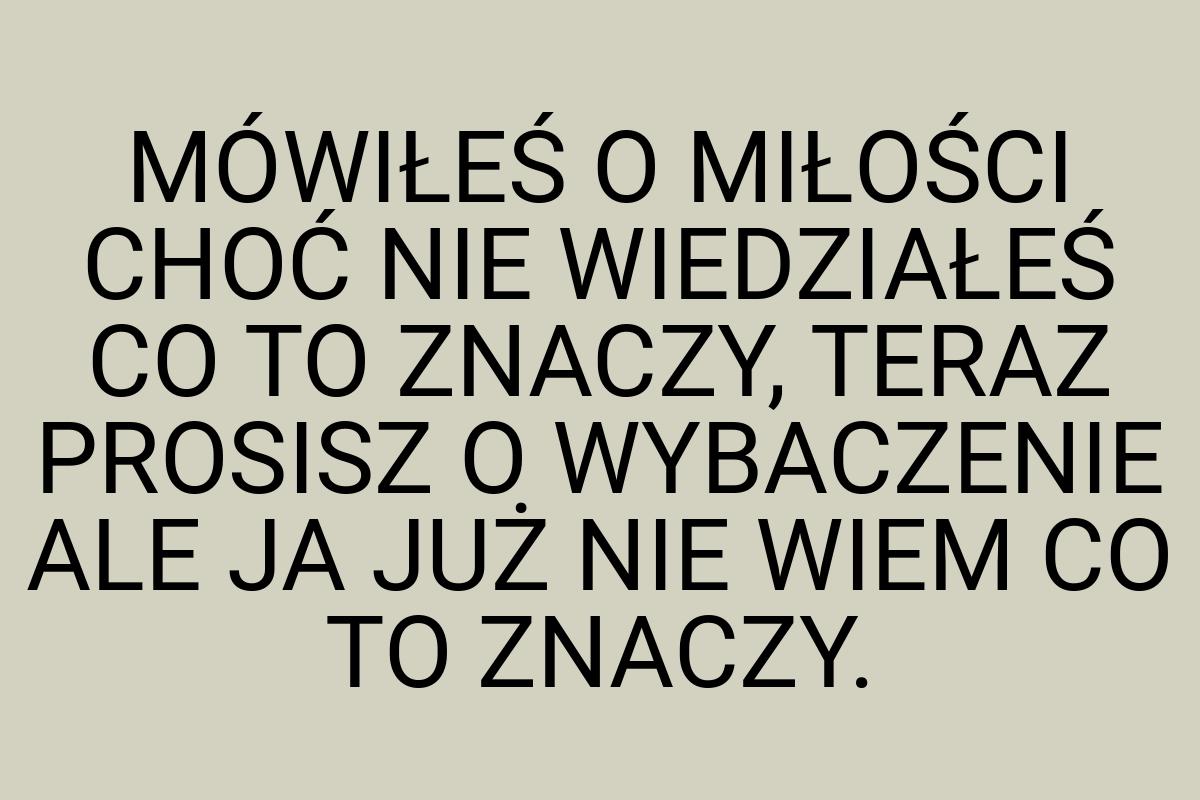 MÓWIŁEŚ O MIŁOŚCI CHOĆ NIE WIEDZIAŁEŚ CO TO ZNACZY, TERAZ