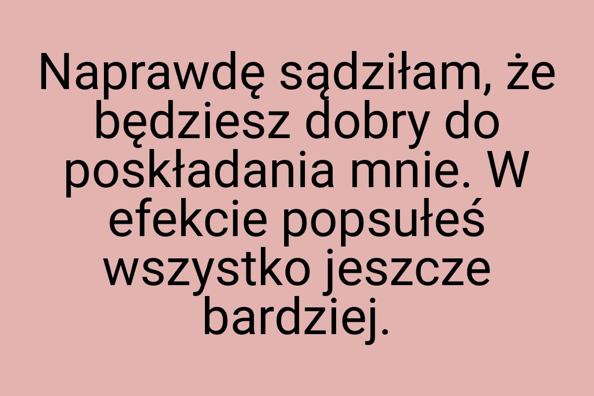 Naprawdę sądziłam, że będziesz dobry do poskładania mnie. W