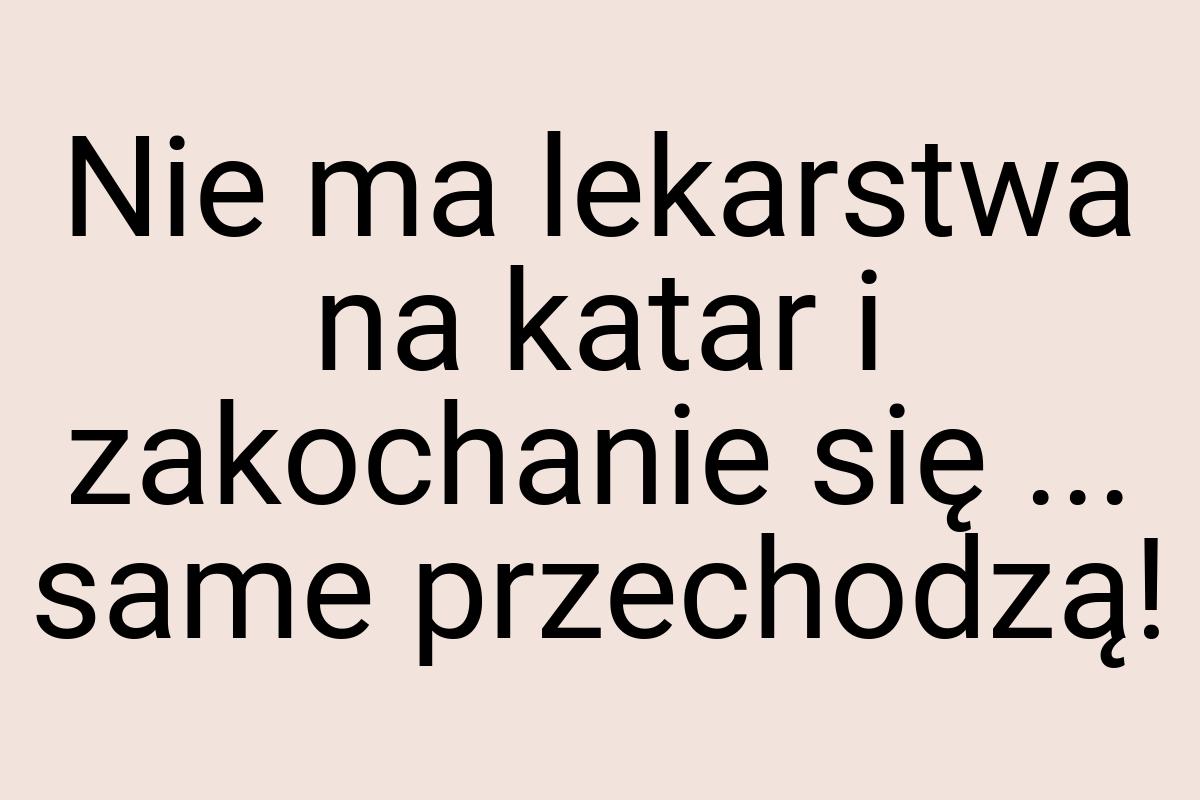 Nie ma lekarstwa na katar i zakochanie się ... same