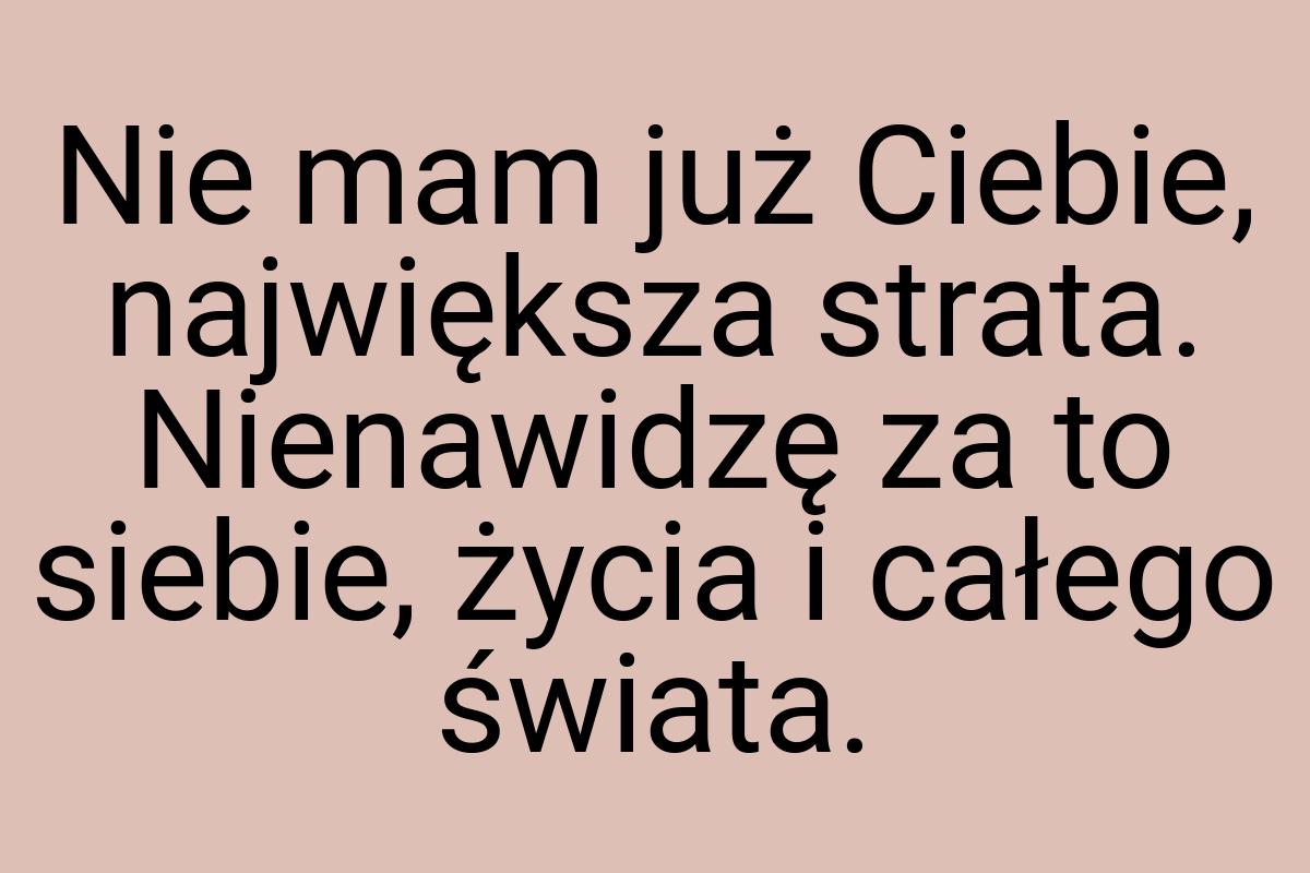 Nie mam już Ciebie, największa strata. Nienawidzę za to