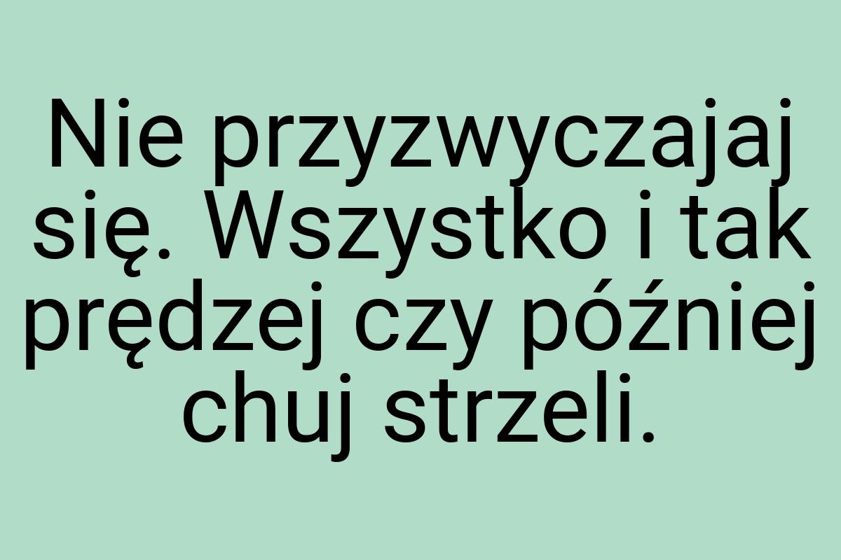 Nie przyzwyczajaj się. Wszystko i tak prędzej czy później