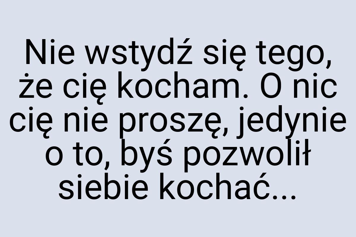 Nie wstydź się tego, że cię kocham. O nic cię nie proszę